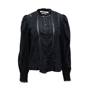 Isabel Marant Etoile Button Front Blouse in Black Cotton